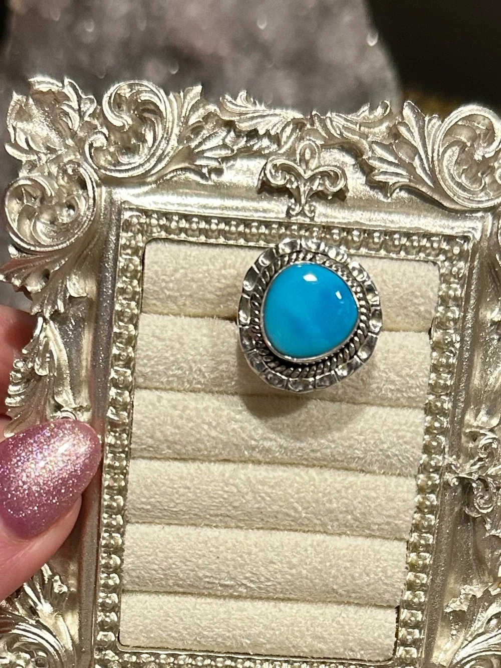 Sleeping Beauty Turquoise Sterling Silver Ring Size 6.5